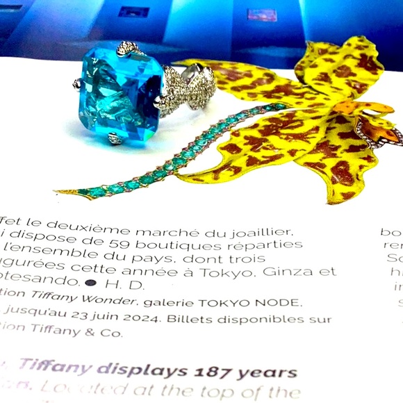 Aquamarine Crystal Cushion Cut Open Ring - Picture 5 of 9